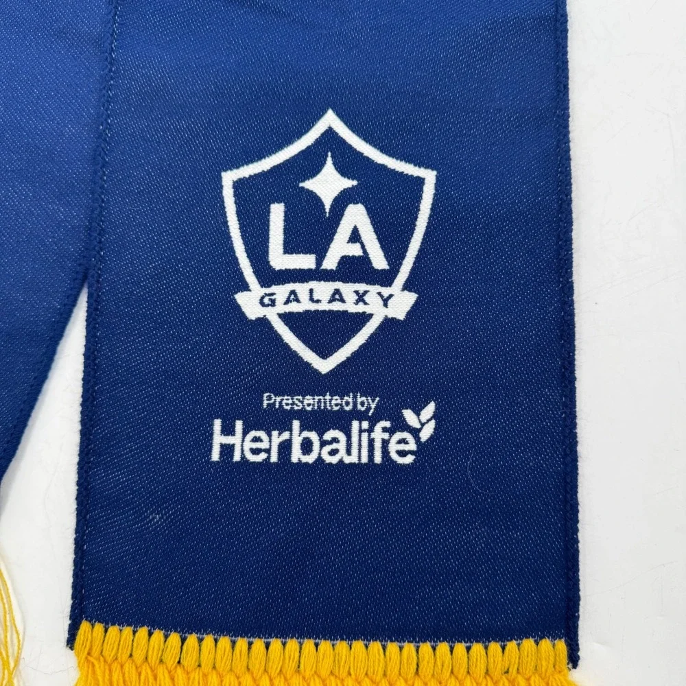 LA Galaxy Soccer Scarf Navy Blue Yellow‎ Fringe Presented by Herbalife